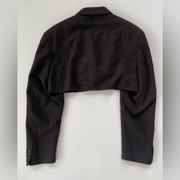 WEAR IT N SHARE IT Reworked Blazer Skirt Suit Brown Mini Plaid Oversized Size XS - Picture 3 of 12